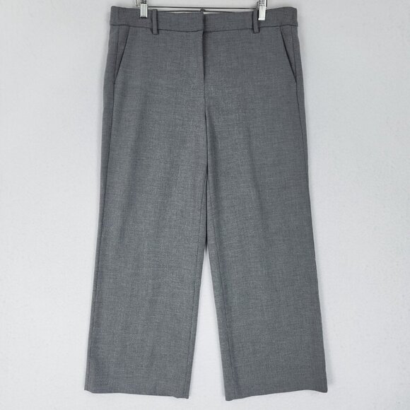 J Crew Pants Womens 12 Gray Wide Leg High Rise Cropped Flat Front Trousers